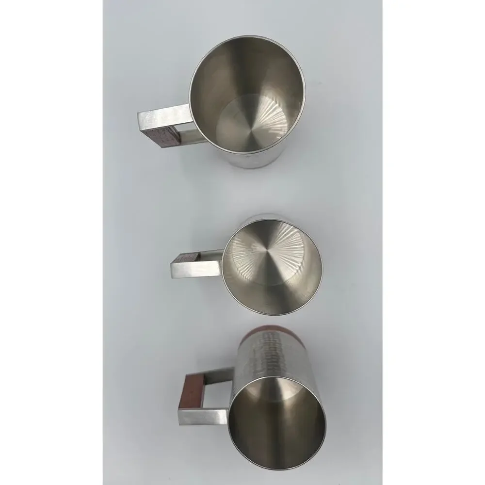 Danish Modern tiki Era Royal Selangor Pewter & Teak Mug Tankard Steins Set